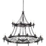 Elstead - warwick - lustre suspendu � 2 niveaux � 18 ampoules - noir graphite