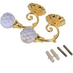 Embrasses de rideaux en m�tal et verre cristal pour fen�tre, crochets de suspension, une paire (dor�) ...