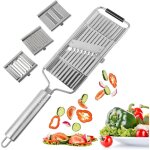 �minceur l�gumes 4 en 1 en acier inoxydable avec 4 lames r�glables, r�pe, coupe - l�gumes manuel portable, ...