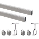Emuca - lot de 2 rails d'armoire de 1, 15 m avec supports, aluminium et zamak, anodis� mat