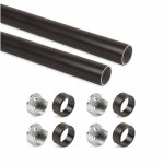 Emuca lot de 2 tringles de penderie rondes d. 28mm longueur 0. 75m avec supports, aluminium et zamak, ...