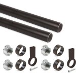 Emuca - lot de 2 tringles de penderie rondes d. 28mm longueur 1. 15m avec supports, aluminium et zamak, ...