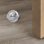Emuca 4032420 lot de 6 butes de porte hmisphriques adhsives, fixation au sol, plastique, transparent ...