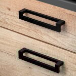 Lot de 5 poign�es pour meubles ribarroja, l144mm, entraxe 128mm, zamak, peint en noir - emuca