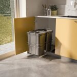 Emuca - 8132123 poubelle de recyclage pour montage inf�rieur et extraction manuelle pour meuble de cuisine ...