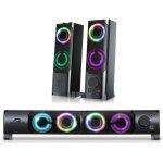 Enceinte - advance - soundphonic 2. 0 rgb - 6w rms - bluetooth 5. 0 - design compact - rtroclairage ...