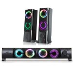 Enceintes pc 2. 0 - 6w rms - modulable en une barre de son - r�tro�clairage rgb - alimentation usb
