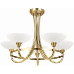 Endon - cagney - plafonnier semi - encastr� � 5 bras, laiton antique, verre blanc, g9