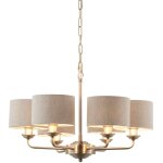 Endon - highclere plafonnier suspendu � abat - jour � bras multiples, plaque en chrome bross�, lin naturel ...