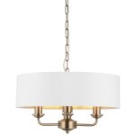 Highclere plafonnier suspendu � un seul abat - jour, plaque en laiton antique, tissu blanc vintage - ...