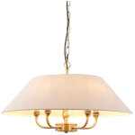 Endon lille plafonnier suspendu multi - bras, plaque en laiton antique et imitation lin naturel, 5 x ...