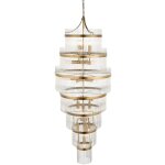 Endon marietta grand plafonnier suspendu en laiton antique, verre transparent, 21 x e14