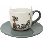 Set cappuccino en cramique couple de chats