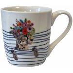 Tasse en céramique blanche rayée guépard en coffret cadeau Tasse en céramique blanche rayée guépard en coffret cadeau