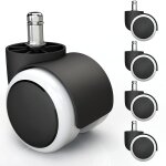 Enowelir lot de 5 roulettes pivotantes rechange pour chaise de bureau 11x22mm - blanc