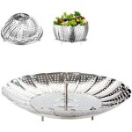 Enowelir panier vapeur inoxydable 9 pouces pliable pour autocuiseur, accessoire cuisson � la vapeur pour ...
