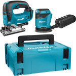 Makita - ensemble de 2 machines 18v lxt - scie sauteuse djv182 + ponceuse excentrique db o180 sans batterie ...