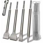 Ensemble 4 de burins sds plus - manche rond, marteau �lectrique, burin rond � quatre pointes, burin incurv� ...