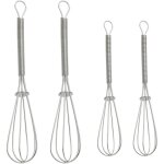 Ensemble de 4 mini fouets de cuisine en acier inoxydable, fouet � main, fouet portable, fouet � fils ...