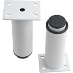 Un ensemble de 4 pieds de meubles r�glables en m�tal robuste (80 mm - 120 mm, blancs) adapt�s aux tables, ...