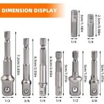 Un ensemble de 8 adaptateurs � douille hexagonale, disponibles en tailles 1 / 4 pouce � 1 / 4 pouce, ...