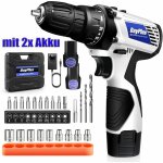 Ensemble d'accessoires de perceuse  percussion sans fil avec 2x batterie  l'intrieur du botier