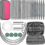 Ensemble d'aiguilles  tricoter circulaires interchangeables en aluminium, 26 pices, 13 tailles d'aiguilles ...