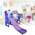 Ensemble de balanoire et toboggan 5 en 1 pour enfants avec panier de basket - ball, jouet d'intrieur ...