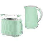 Ensemble bouilloire et grille pain a la pistache design compact