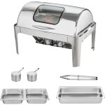 Ensemble de buffet de plats à réchaud mophorn de 9 litres avec couvercle en acier inoxydable et 2 demi ... Ensemble de buffet de plats à réchaud mophorn de 9 litres avec couvercle en acier inoxydable et 2 demi ...