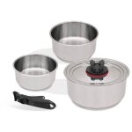 Ensemble de casseroles compactes avec poign�e amovible, 5 pi�ces.