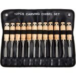 Ensemble de ciseaux � bois professionnel ? ensemble de 12 outils de travail du bois tranchants avec �tui ...