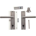 Ensemble complet 1 / pr porte en remplacement fichet :serrure mottura + cylindre 30 x 80 / 5 cls + poignes ...