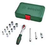 Ensemble de douilles (1 cl  cliquet ', adaptateur, 10 douilles, 2 rallonges, poigne softgrip, porte ...