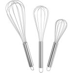Ensemble de fouets de cuisine professionnels en acier inoxydable, ensemble de 3 fouets manuels.