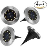 Ensemble de lampadaires solaires avec 4 lampadaires � disques solaires 8 led lampe solaire d'ext�rieur ...