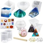Ensemble de moules en silicone pour r�sine �poxy, pyramides et diamants (43 pi�ces)