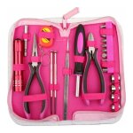 Ensemble d'outils rose 23 pices avec tui de rangement en nylon rose pour bricolage et rparation  ...