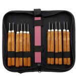 Ensemble d'outils de sculpture sur bois, 12 ciseaux  bois, couteaux  dcouper avec pierre  aiguiser, ...