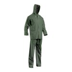 Ensemble de pluie veste et pantalon double enduction pvc vert tm - 50200