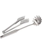 Ensemble de serveur � spaghetti en acier inoxydable 2 pi�ces, pince p�tes inoxydable, fourchette cuill�re ...