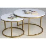 Ensemble de tables basses rondes viss�es � partir de profil�s 20x20, or blanc mat