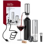 Ensemble de tire bouchon �lectrique 4 - en - 1 avec ouvre bouteille rechargeable, verseur rechargeable, ...