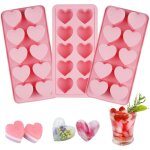 Ensemble de trois moules � gla�ons en silicone en forme de c?ur, faciles � d�mouler