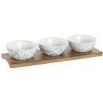 Ensemble vaisselle - dkd home decor - acacia - porcelaine - blanc / bleu marine - pour adultes
