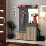 Paris prix - ensemble vestiaire 4p miroir 'marco' 203cm naturel & gris