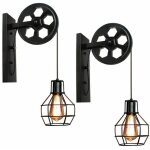 Benobby kids - 2x applique murale industrielle poulie vintage lampe de mur luminaire intrieur pour chambre ...
