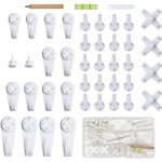Ensoleille - 42pcs accroche tableau sans percer blanc fixation murale sans percer crochet en plastique ...