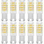 Ampoule led g9 5w, equivalent 40w , blanc chaud 3000k, 220 - 240v, 360 angle de faisceau, pack de 10 ...