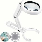 Loupe eclairante � main sur pied, 5x 11x loupe de table avec support pliable , loupe de lecture, loupe ...